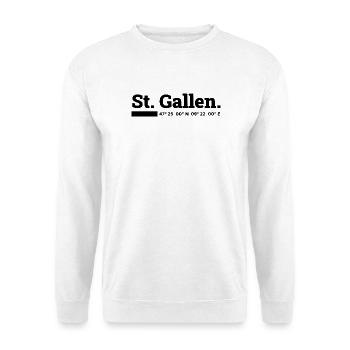 St Gallen Koordinaten - Unisex Pullover - Weiß - Vorne - Alina (178cm) & Michal (187cm)