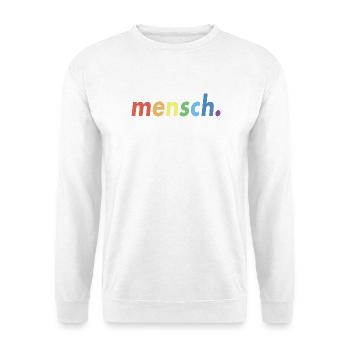 LGBT Menschen Mensch Regenbogen - Unisex Pullover - Weiß - Vorne - Alina (178cm) & Michal (187cm)