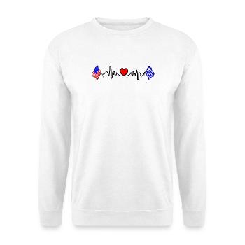 Cardio-Herz mit USA-Flagge und Griechenland-Flagge - Unisex Pullover - Weiß - Vorne