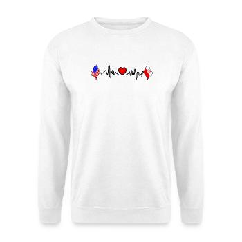 Cardio coeur avec drapeau des États-Unis et drapeau de la Pologne - Sweat-shirt Unisexe - blanc - Devant