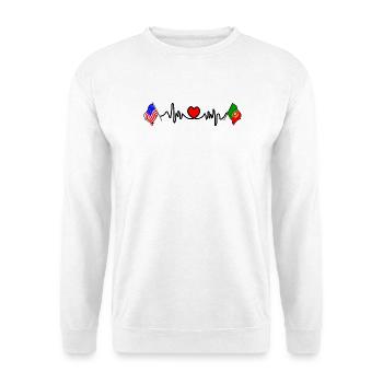 Cardio-Herz mit USA-Flagge und Portugal-Flagge - Unisex Pullover - Weiß - Vorne
