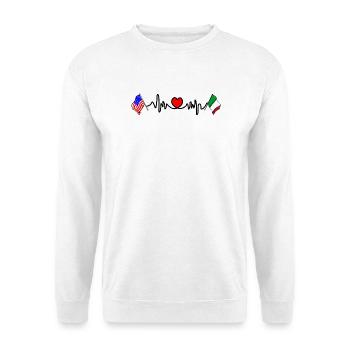 Cardio heart with USA flag and Italy flag - Unisex Sweatshirt - white - Front