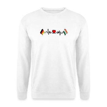 Cardio heart with Flag Germany and flag India - Unisex Sweatshirt - white - Front