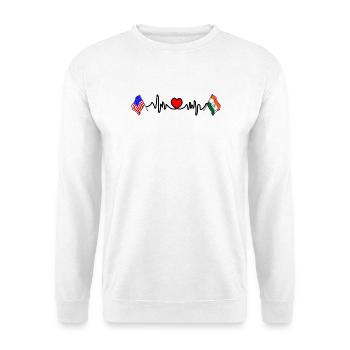 Cardio-Herz mit Flagge USA USA, Indien - Unisex Pullover - Weiß - Vorne