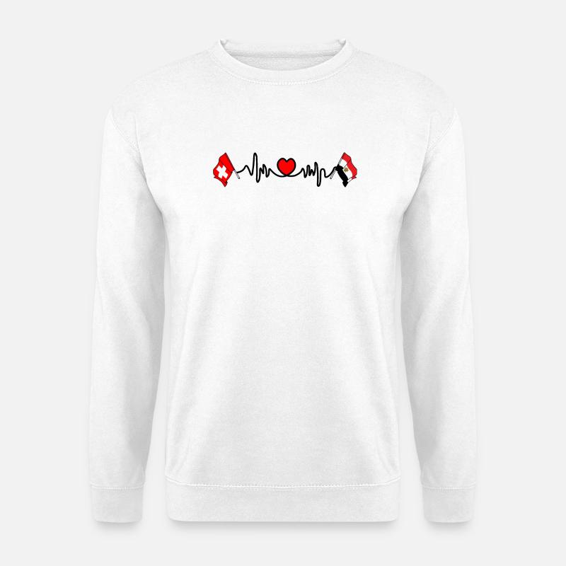 Cardio-Herz mit Schweizer Flagge, Ägypten-Flagge - Unisex Pullover - Weiß