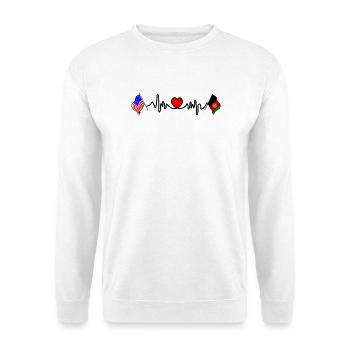 Cardio Heart Flag USA flag Afghanistan - Unisex Sweatshirt - white - Front