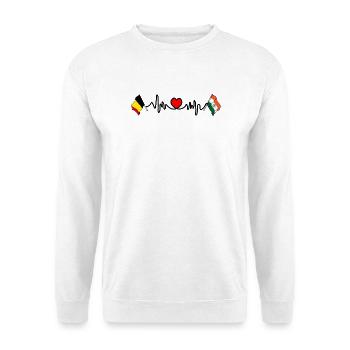 Cardio heart Drapeau Belgique, drapeau Inde - Sweat-shirt Unisexe - blanc - Devant