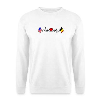 Cardio cardiaque avec Flag USA , Belgique - Sweat-shirt Unisexe - blanc - Devant