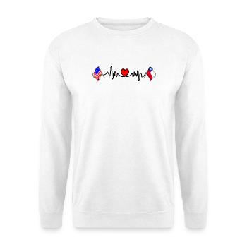 Cardio Heart Flagge USA, Chile - Unisex Pullover - Weiß - Vorne