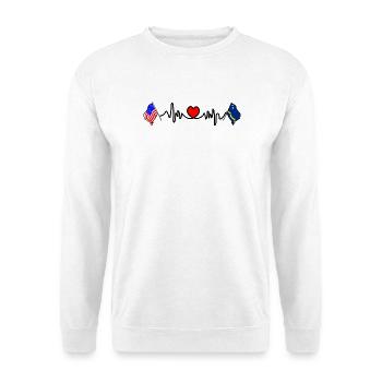 Cardio heart with Flag USA and flag Curacao - Unisex Sweatshirt - white - Front