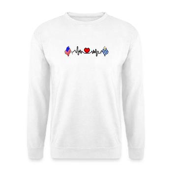 Cardio heart with USA flag and Uruguay flag - Unisex Sweatshirt - white - Front