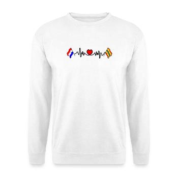 Coeur cardio avec drapeau Pays-Bas, Overijssel - Sweat-shirt Unisexe - blanc - Devant