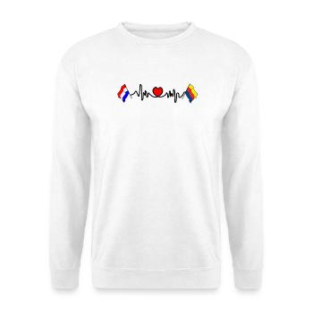 Cardio-Herz-Flagge Niederlande, Nordholland - Unisex Pullover - Weiß - Vorne