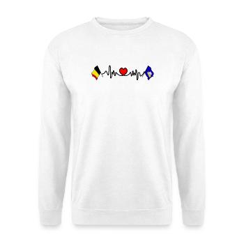 Cardio-Herz-Flagge Belgien, Brüssel - Unisex Pullover - Weiß - Vorne
