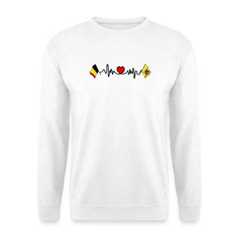 Cardio-Herz Flagge von Belgien, Flagge von Flandern - Unisex Pullover - Weiß - Vorne