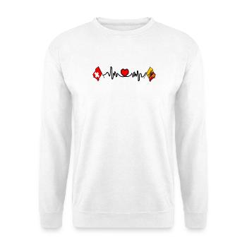 Cardio Herz Flagge Schweiz, Kanton oder Genf - Unisex Pullover - Weiß - Vorne