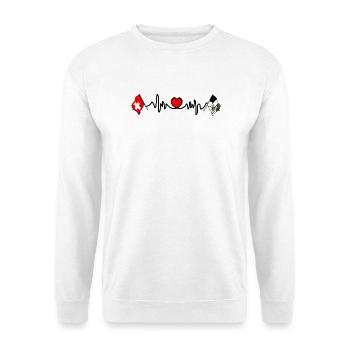 Cardio Herz Flagge Schweiz und Flagge Graubünden - Unisex Pullover - Weiß - Vorne