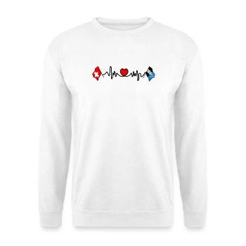 Cardio Herz Flagge Schweiz und Flagge Aargau - Unisex Pullover - Weiß - Vorne