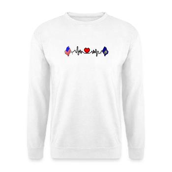 Cardio cardiaque avec drapeau des États-Unis et drapeau du New Hampshire - Sweat-shirt Unisexe - blanc - Devant