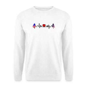 Cardio-Herz mit USA-Flagge und Ohio-Flagge - Unisex Pullover - Weiß - Vorne