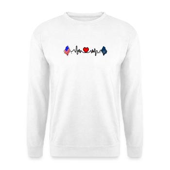Cardio heart with USA flag and North Dakota flag - Unisex Sweatshirt - white - Front