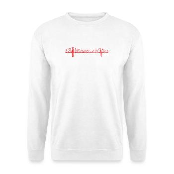 Rendsburger Hochbrücke Skizze – Eisenbahnbrücke Wa - Unisex Pullover - Weiß - Vorne - Alina (178cm) & Michal (187cm)