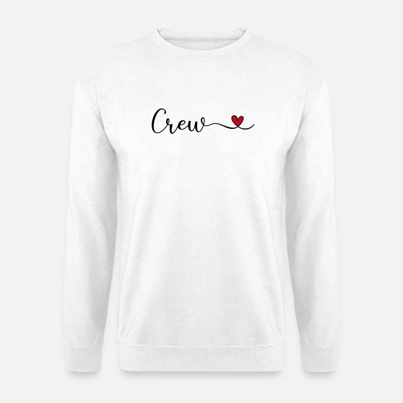 Crew mit Herz Design - Unisex Pullover - Weiß