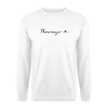 Pharmazie Design mit Herz - Unisex Pullover - Weiß - Vorne - Alina (178cm) & Michal (187cm)