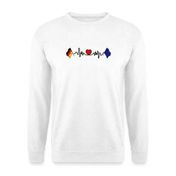 Cardio heart with Flag Germany and flag Europe - Unisex Sweatshirt - white - Front