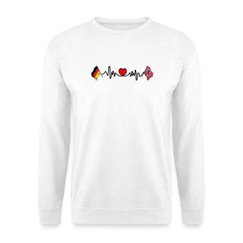 Cardioherz mit Flagge Deutschland und Flagge Norwegen - Unisex Pullover - Weiß - Vorne