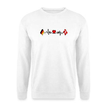 Cardio heart with Flag Germany flag Denmark - Unisex Sweatshirt - white - Front