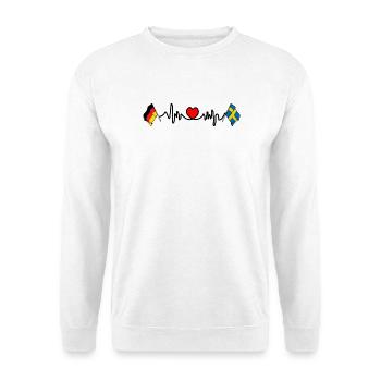 Cardioherz mit Flagge Deutschland und Flagge Schweden - Unisex Pullover - Weiß - Vorne
