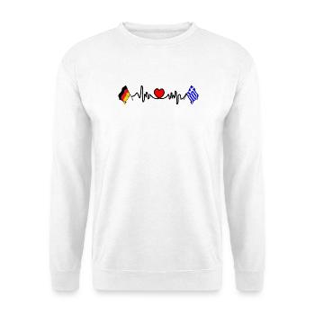 Cardio heart with Flag Germany, flag Greece - Unisex Sweatshirt - white - Front