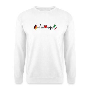 Cardio heart with Flag Germany and flag Italy - Unisex Sweatshirt - white - Front