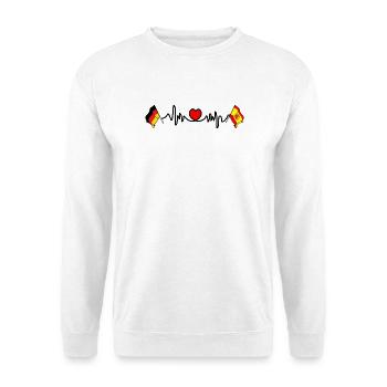 Cardio heart with Flag Germany and flag Spain - Unisex Sweatshirt - white - Front