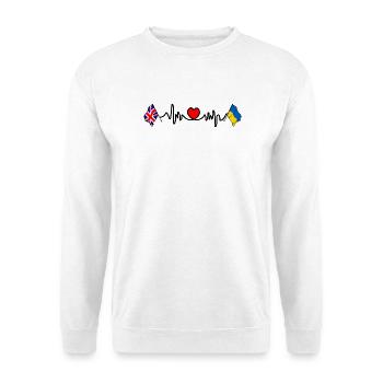 Cardio coeur avec drapeau de l’Angleterre et drapeau de l’Ukraine - Sweat-shirt Unisexe - blanc - Devant