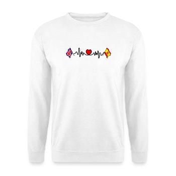 Cardio coeur avec drapeau de l’Angleterre et drapeau de l’Espagne - Sweat-shirt Unisexe - blanc - Devant