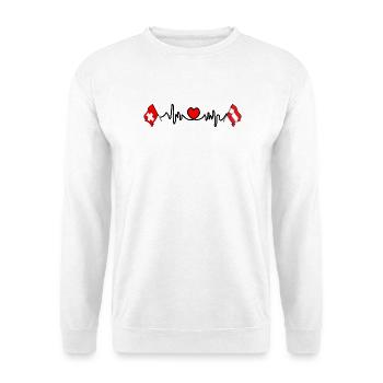 Cardioherz mit Flagge Schweiz Flagge Österreich - Unisex Pullover - Weiß - Vorne