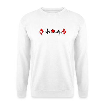 Cardio coeur Drapeau Suisse, drapeau Danemark - Sweat-shirt Unisexe - blanc - Devant