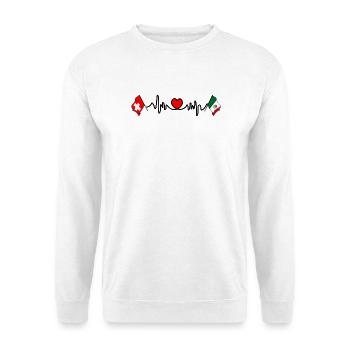 Cardio heart with Switzerland flag, Mexico flag - Unisex Sweatshirt - white - Front