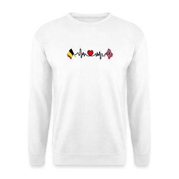 Cardio heart Flag Belgium, flag Norway - Unisex Sweatshirt - white - Front