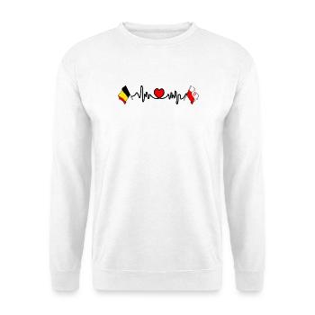 Cardio heart Flag Belgium, flag Poland - Unisex Sweatshirt - white - Front