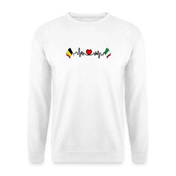 Cardio heart Drapeau Belgique, drapeau Italie - Sweat-shirt Unisexe - blanc - Devant
