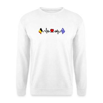 Cardio heart Flag Belgium, flag Greece - Unisex Sweatshirt - white - Front