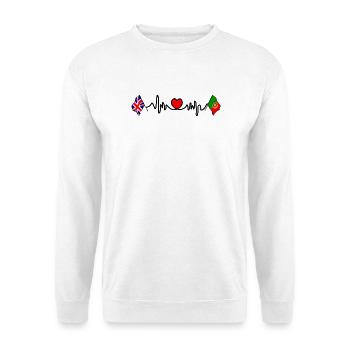 Cardio heart Flag England, flag Portugal - Unisex Sweatshirt - white - Front