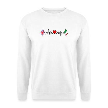 Cardio heart avec drapeau anglais et drapeau italien - Sweat-shirt Unisexe - blanc - Devant