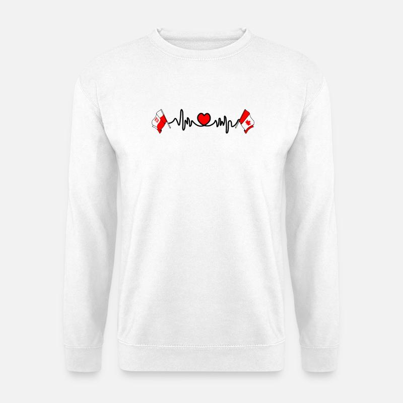Cardio-Herz Flagge Polen, Flagge Kanada - Unisex Pullover - Weiß
