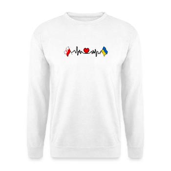 Cardio heart Drapeau Pologne, drapeau Ukraine - Sweat-shirt Unisexe - blanc - Devant
