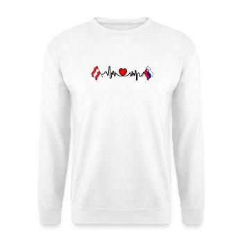 Cardio-Herz Flagge Österreich, Flagge Slowakei - Unisex Pullover - Weiß - Vorne