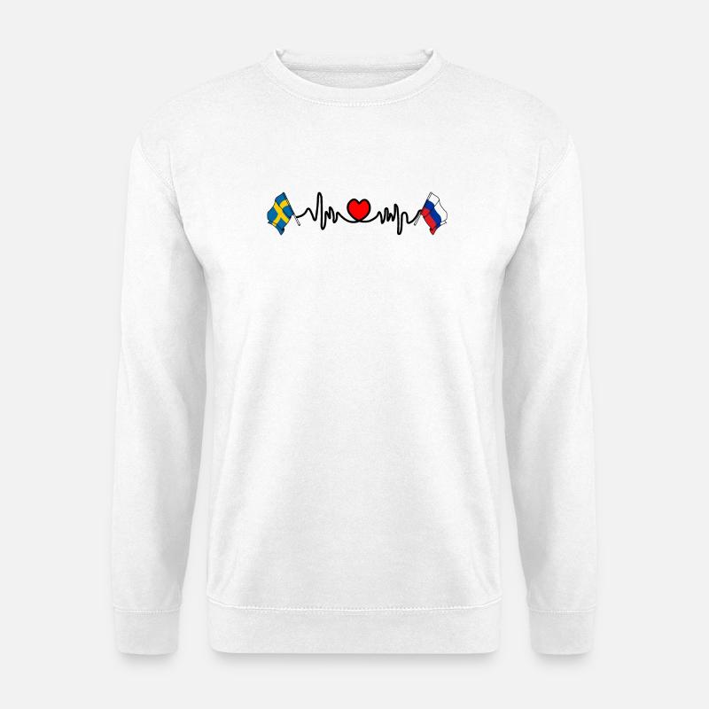 Cardio heart Drapeau Suède, drapeau Russie - Sweat-shirt Unisexe - blanc